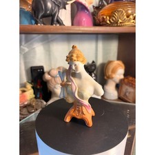 Antique Art Nouveau Bisque Porcelain Half Doll Figurine Dragonfly Woman Pink Sas