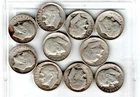 LOT/10 ROOSEVELT DIMES ALL SF MINT MARKS DATE RANGE 194-1952 MOSTLY 51's
