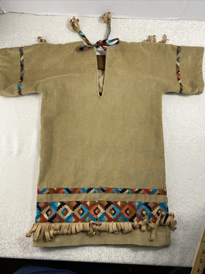 Niñas 5/6 Nativo Americano Pequeño Disfraz de Halloween Pana Tela Vestido Solo Foto 2 de 4