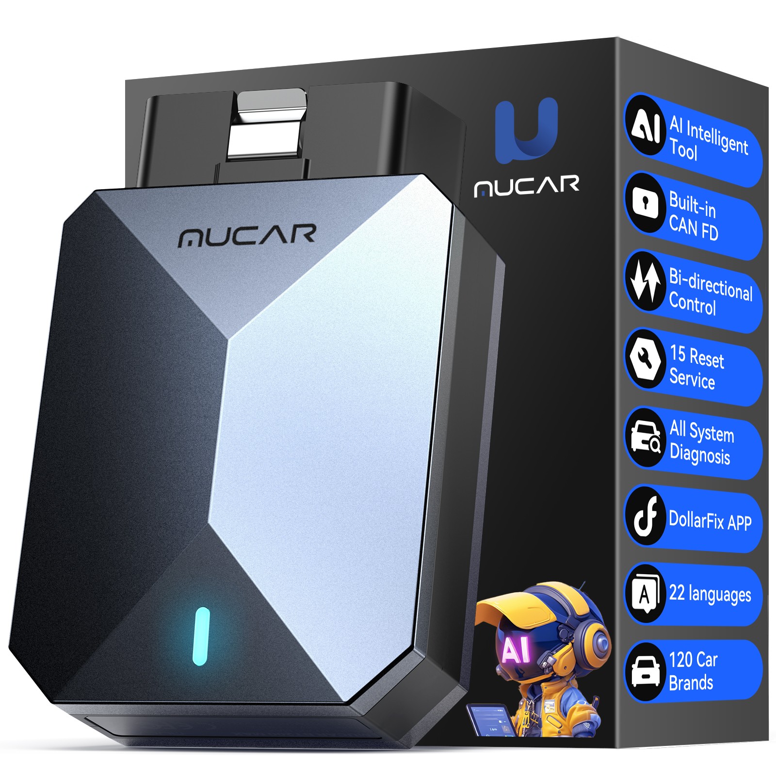 MUCAR BT200 MAX Full System OBD2 Scanner Car AI Diagnostic Tool All Free USA