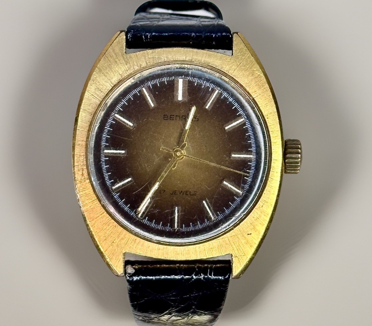 Vintage Benrus 17 Jewels Swiss Manual Wind Brown Fume Dial 34mm | eBay