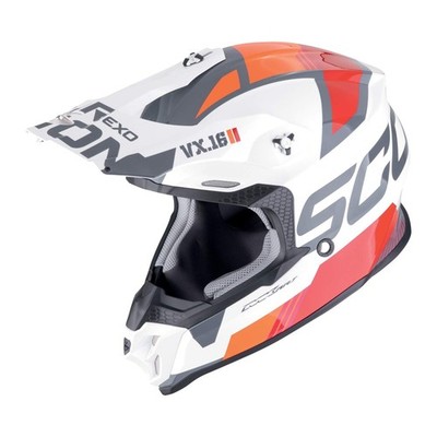Scorpion VX-16 Evo Air Analog Crosshelm weiss-orange