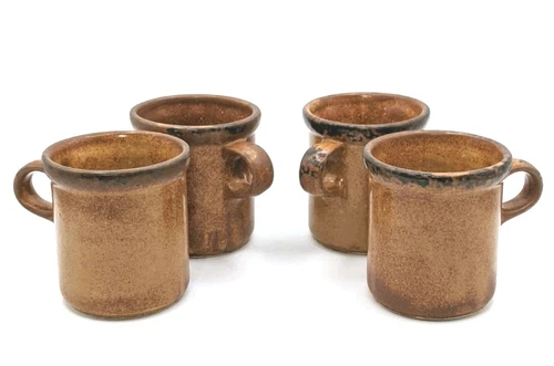 Set of 4 1970's McCoy Pottery 1412 Canyon Mesa Stoneware Coffee Mug Cup - 8oz