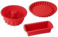 Dr. Oetker - Silikon Backform Set 3Tlg. Flexxibel Rot Kasten Obst Gugelhupf Form
