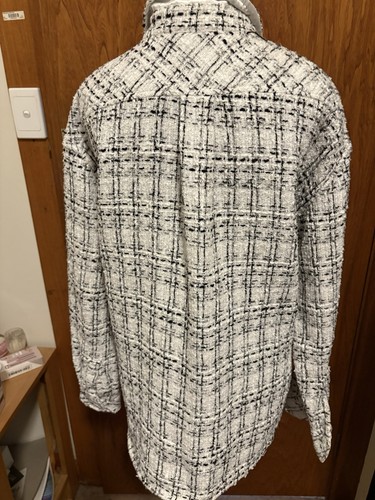 Camisa Charlie Luciano Unisex Talla M Blanca Negra Cuadros Tweed Abotonada - Imagen 16 de 21