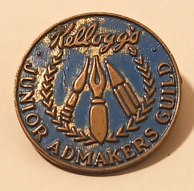VTG 1950s 60s Kellogg's Junior Admakers Guild 7/8'' Blue Enamel Cereal Lapel Pin