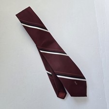 Vintage Yves Saint Laurent Stripe Tie Men YSL Logo Red Blue Businessman Designer