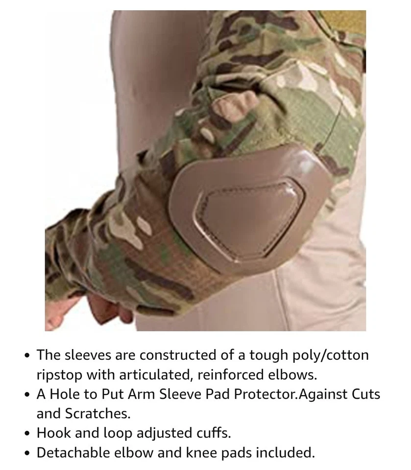 Men's Tactical Military Suits Long Sleeve Amry Uniforms Combat Shirt And Pants L - Image 3 of 4