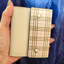 AUTHENTIC BURBERRY Women's Pink/ Plaid Bifold Wallet Card Holder w Snap Closure