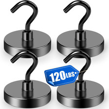 Black Magnetic Hooks Heavy Duty, 120lbs Strong Neodymium Magnet Hook with Epoxy