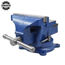 Heavy Duty 5 Inch Bench Vise With Anvil Swivel Locking Base Table Top Clamp