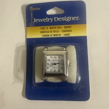 Darice Jewelry Designer Vintage Rectangular Watch Face 1982-10 New Silver Tone