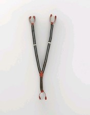 Y-Back Braces Black Green Gray Stripe Button Suspenders Leather Gold HW Adjustab