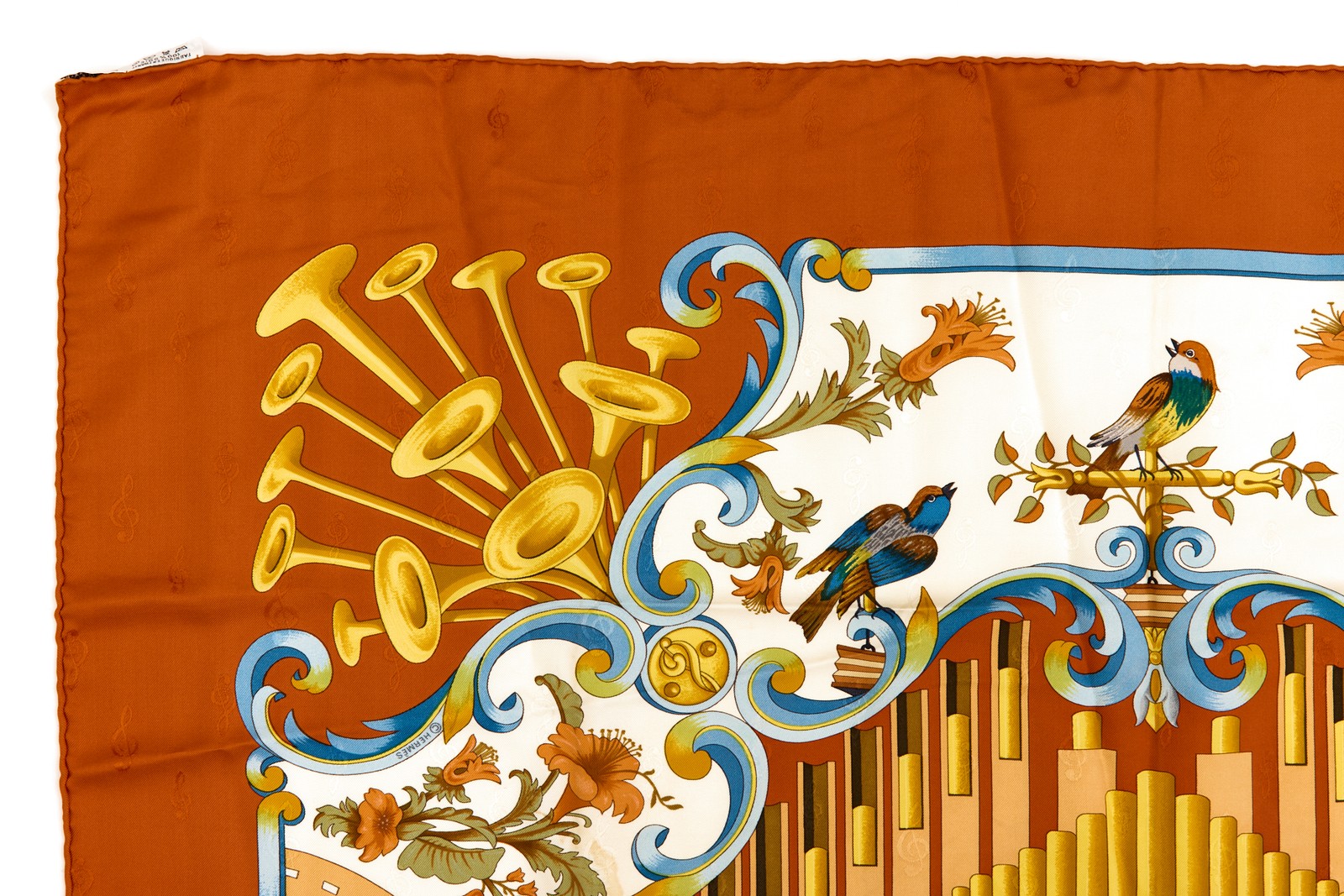 Hermes Silk Scarf Carre 90 "Orgauphone et Autres Mecaniques" Orange US duty free thumbnail 2