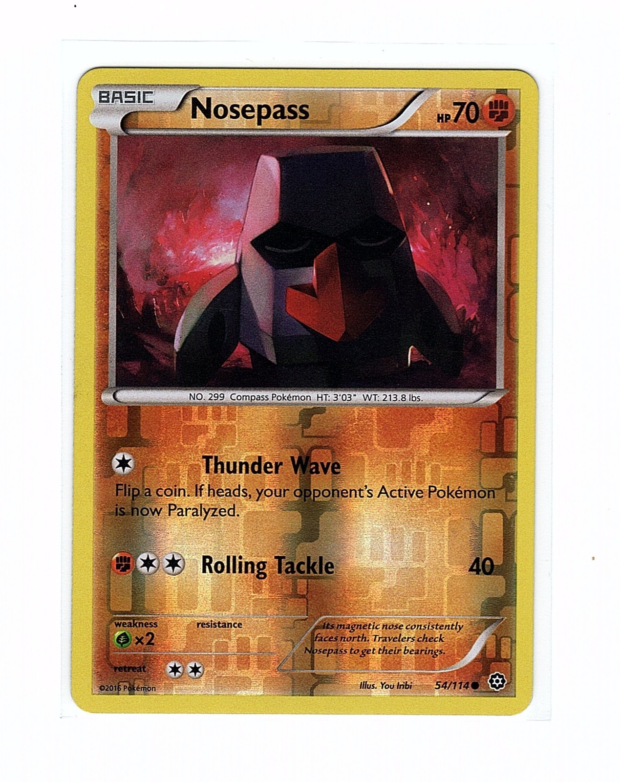 Nosepass 54/114 XY - Steam Siege Reverse Holo - Pokemon Card