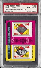 1975 TOPPS MINI Y.BERRA/R.CAMPANELLA #189 1951-MVP'S PSA 8