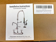 Adjustable 8" Pre Rinse Faucet Wall Mount Kitchen Faucet w/ Sprayer Hose New