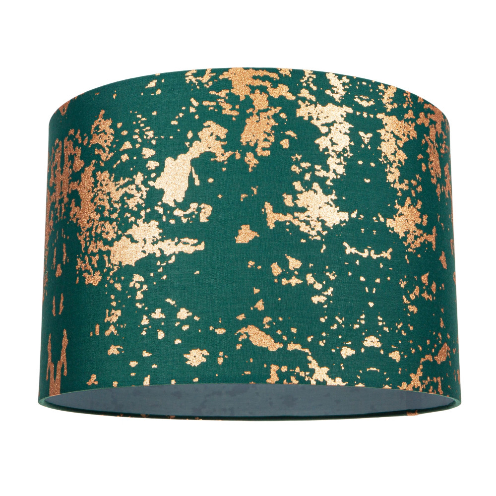 Modern Green Cotton Fabric Lampshade with Copper Foil Decor for Table or Ceil...