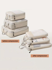 Set of 3 Compressible Packing Travel Storage Bags Cubes Waterproof Suitcase Nylo