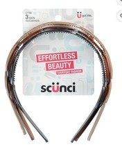 Scunci EffortlessBeauty Headbands, 3 Ct. Hair Accessory. NEW