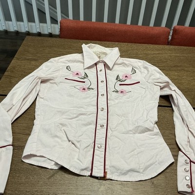 Apartment Womens Western Pearl Snap Pale Pink Top Size Medium