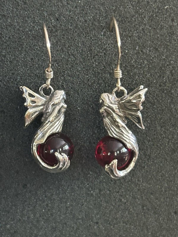 925 Sterling Silver Mermaid Angel Dangle Earrings