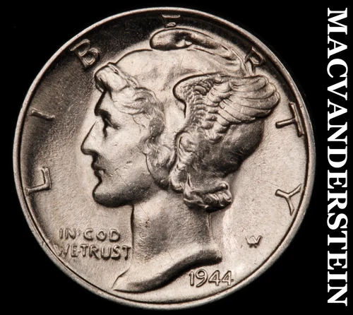 1944 Mercury Dime- Silver- Choice Gem Brilliant Uncirculated Luster #J3707