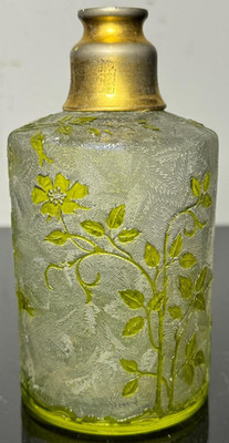 VAL Saint Lambert Karaffe   Jugendstil   grünes Glas   geätzter Dekor   Belgien-