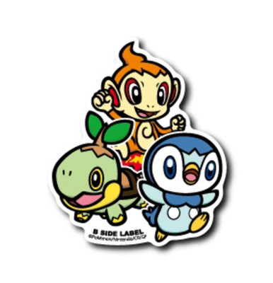 Official Pokemon Center B-Side Label Japan Sticker - Chimchar & Turtwig & Piplup