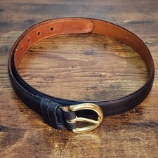 Vintage Coach 8400 Navy Leather Belt Large Gold Brass Hardware Made in USA 37''