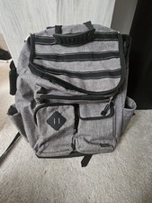 Gray Black Unisex Backpack Adjustable Straps Zip Closure for School