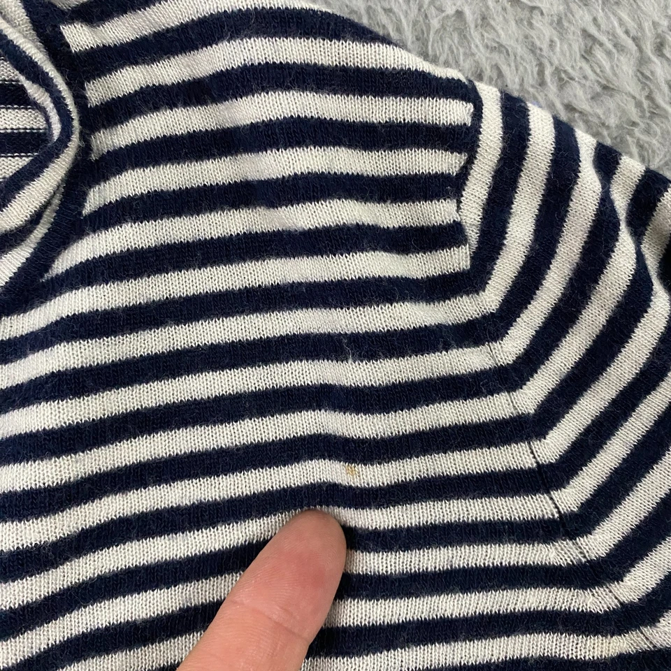 Jenni Kayne 上衣女式小号针织条纹毛衣粘纤羊绒白色黑色 — 第 3/4 张图片