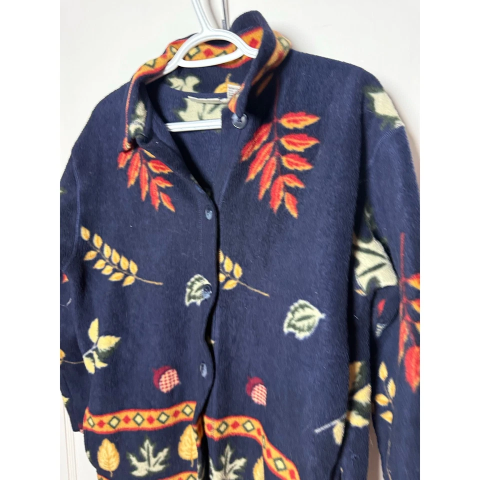 Chaqueta polar vintage de moda Bug hoja azul Cottagecore Gremlincore Goblincore S Foto 3 de 4