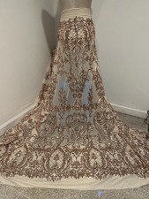 Nude Gold 4way stretch sequins Lace fabric 50 Width Sold By The Yard