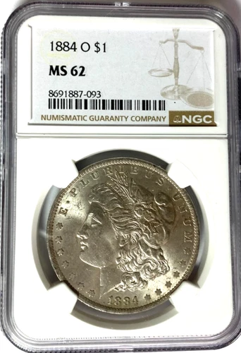 1884 O $1 Morgan Silver One Dollar MS62 New Orleans NGC