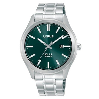Lorus Uhr RX391AX9 Herren Solar grünes Zifferblatt Edelstahlarmband UVP 99,99 £