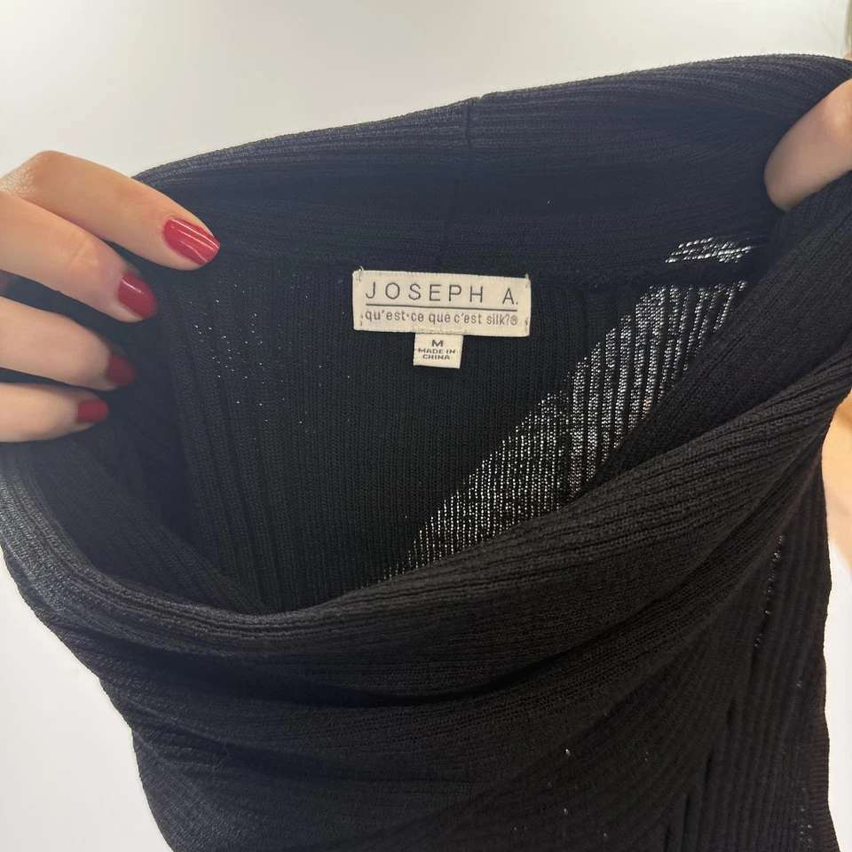 Joseph A. Top de punto acanalado negro sin mangas con cuello capucha - TALLA M Foto 4 de 4