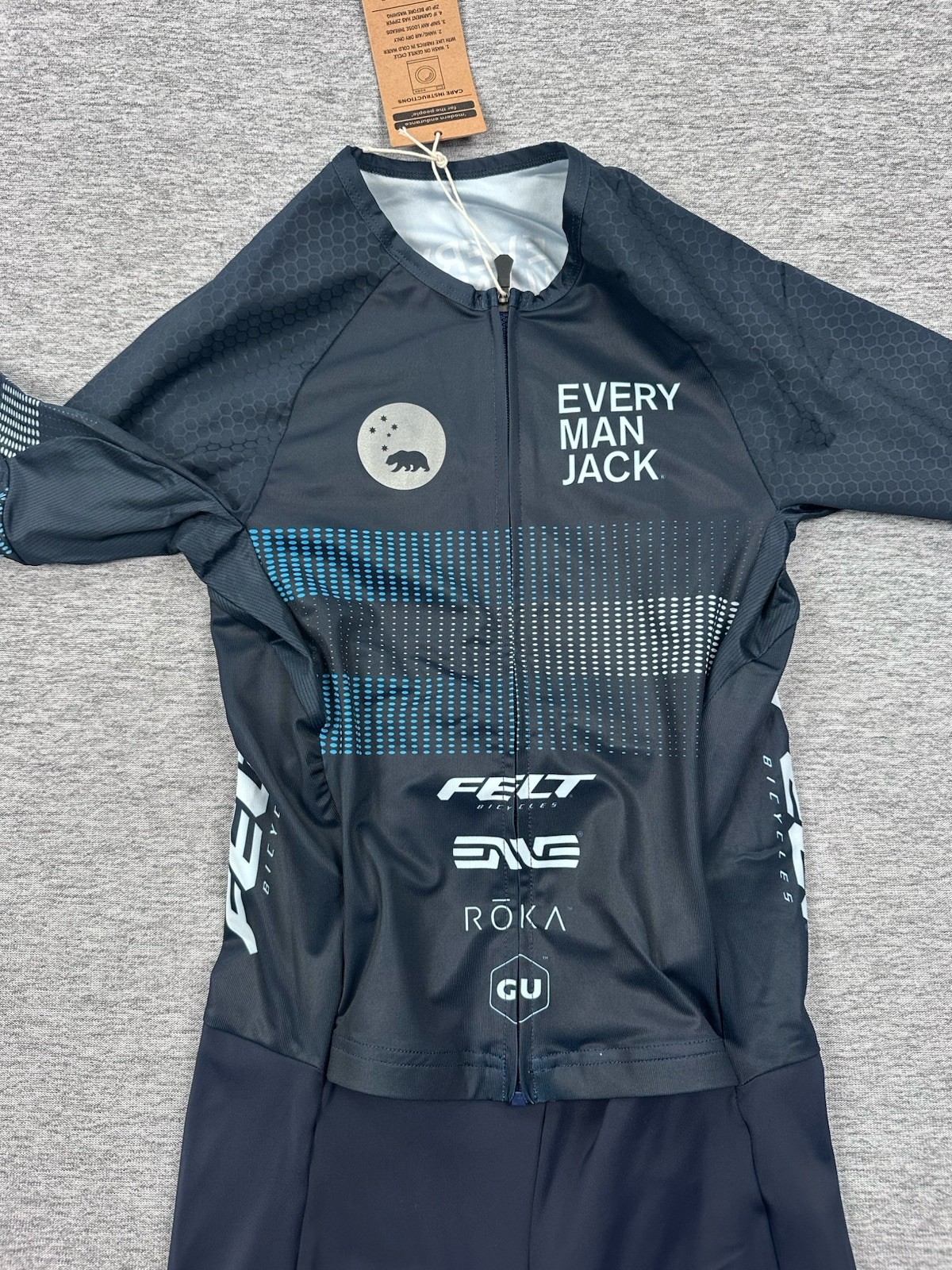 WYN Republic Triathlon Suit Mens Small Blue EMJ Velocity+ Sponsor Logos NEW