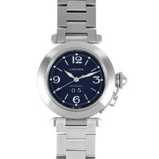 Cartier W31047M7 2475 Pasha C Big Date Watch Automatic Blue Dial SS Boys