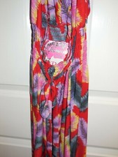 ROMAN FASHIONS LONG FEATHER PRINT HALTER DRESS 2X NWT