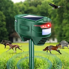 Animal Repeller Ultrasonic Solar Power Bird Dog Cat Skunk Deer Sensor Repellent