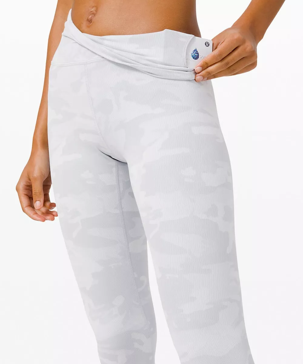 LULULEMON Wunder Under HR Crop 21 8 Camo Jacquard Alpine White