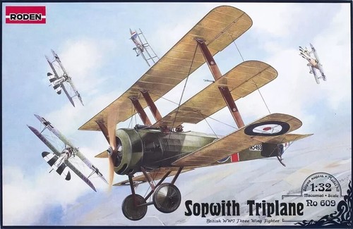Kit modelo plástico avión de combate británico Roden609 Sopwith Triplane escala 1/32