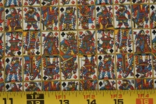 35" Long x 35" Wide, Vintage 1940's-60's,Jack Queen King Face-Cards Cotton,P2618