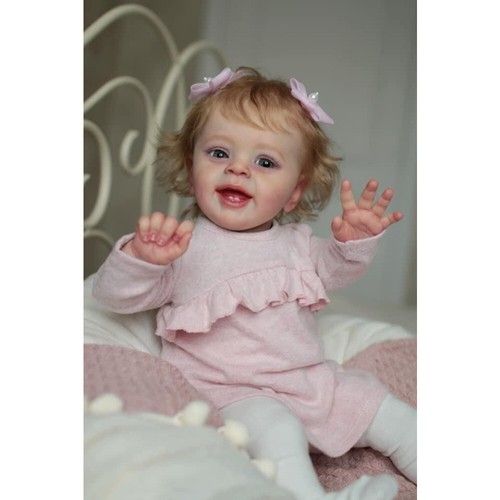 24" Reborn Baby Dolls Toddler Girl Yannik Cloth Body Rooted Hair Real Handmade - Picture 3 of 5