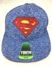 Superman Youth Size OSFM Original Blue Logo Adjustable Snapback Hat
