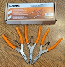 Lang Tools 3pc 9" HD Straight, Bent & Angled Tip Lock Ring Pliers, USA! #1406