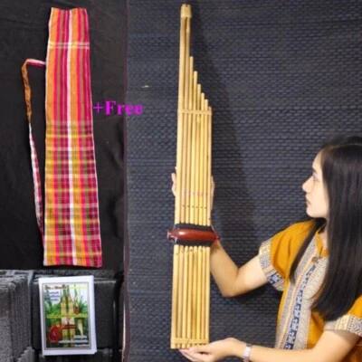 CHOTCHWNGGUD Khaen Bamboo Isan Laos Mouth Organ Musical Traditional Folk Instrument Brown Bag