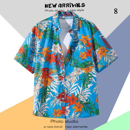 Men Hawaiian Shirt Palm Stag Beach Hawaii Aloha Party Summer Holiday Fancy Dress - Bild 11 von 21
