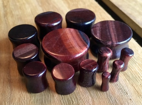 PAIR Red Tiger Eye Organic Stone Plugs Gauge - 3mm (8g) to 25mm (1") available - Picture 7 of 7